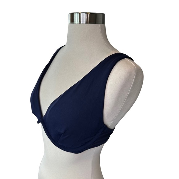 Athleta Plunge Bikini Top Women Bathing Suit Swim Wired Lightly Padded Navy 34 D - Picture 10 of 11